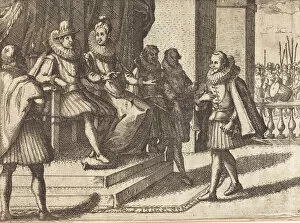 Court Of Law Gallery: King and Queen in Consultation about the Turks [recto], 1612. Creator: Jacques Callot