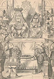 Nonsense Prints: The King and Queen of Hearts in Court, 1889. Artist: John Tenniel