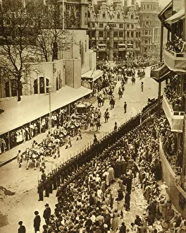 Queen Consort Elizabeth Prints: The King and Queen Leaving Westminster Abbey, 1937. Creator: Photochrom Co Ltd of London