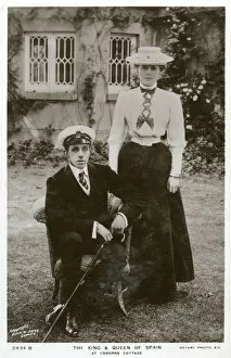 Alfonso De Bourbon Gallery: The King and Queen of Spain at Osborne Cottage, Isle of Wight, c1906-c1919(?)
