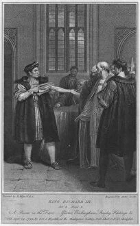 King Richard III. Act 3. Scene 4. A Room in the Tower - Gloucester, Buckingham, Stanley, Hastings & Artist: Anker Smith