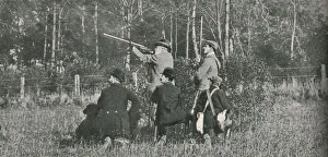 Pheasant Prints: The King shooting over Sandringham preserves, 1900s, (1910). Creator: Unknown