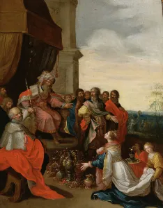 King Solomon Receiving the Queen of Sheba, 1620-1629. Creator: Frans Francken II