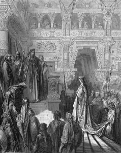 Paul Gustave Prints: King Solomon welcoming the Queen of Sheba, 1865-1866. Artist: Gustave Dore