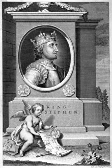 King Stephen (1096-1154), 18th century.Artist: George Vertue King Stephen (1096-1154), 18th century.Artist: George Vertue