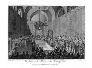 Debate Prints: The King on his Throne in the House of Lords, London, 1804. Artist: James Fittler