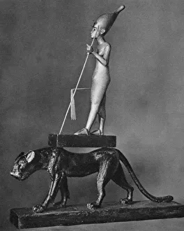 14th Century Bc Prints: King Tutankhamen (c1341 BC-c1323 BC) on a black leopard, 1936