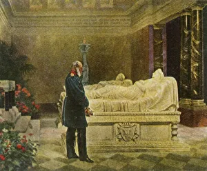 Hohenzollern Prints: King Wilhelm I at the tomb of his parents, 19 July 1870, (1936). Creator: Unknown