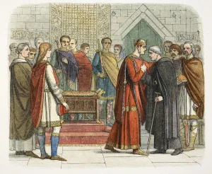 James William Edmund Prints: King William I pays court to the English leaders, c1066 (1864)