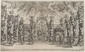 Etched Collection: Kingdom of Pluto; a view of the underworld with Pluto and Proserpina enthroned at center, ... 1668