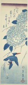 Chutanzaku Prints: Kingfisher and hydrangea, 1857. Creator: Utagawa Hiroshige II