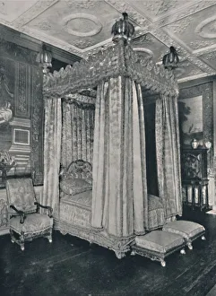 Edward F Prints: The Kings Bedroom at Knole. Bedstead Made for James I, 1928