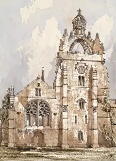 Billings Prints: King's College, Aberdeen - View of Lantern Tower and Chapel, 1848-1852