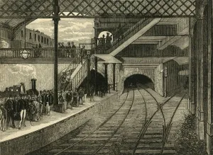 Train Station Prints: Kings Cross Underground Station in 1868, (c1876). Creator: Unknown