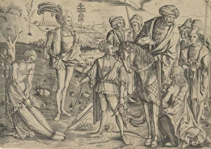 Shooting Gallery: The Kings Sons Shooting Their Fathers Corpse, ca. 1500. Creator: Matthäus Zasinger