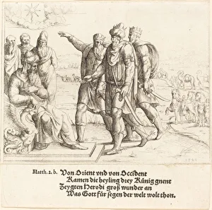 The Three Kings Tell Herod of Christ's Birth, 1549. Creator: Augustin Hirschvogel The Three Kings Tell Herod of Christ's Birth, 1549. Creator: Augustin Hirschvogel