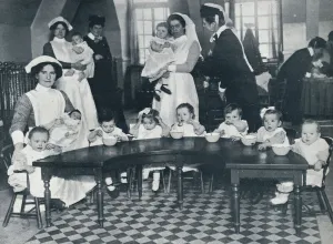 Nursemaid Prints: Kingsway Hall Creche for children with fathers at the war and mothers who are working