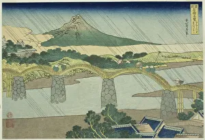 Kintai Bridge in Suo Province (Suo no kuni Kintaibashi), from the series Unusual... c. 1833/34. Creator: Hokusai. Kintai Bridge in Suo Province (Suo no kuni Kintaibashi), from the series Unusual... c. 1833/34. Creator: Hokusai
