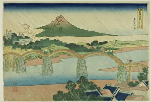 Kintai Bridge in Suo Province (Suo no kuni Kintaibashi), from the series Unusual... c. 1833/34. Creator: Hokusai. Kintai Bridge in Suo Province (Suo no kuni Kintaibashi), from the series Unusual... c. 1833/34. Creator: Hokusai