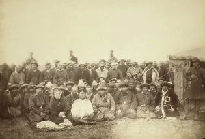 Central Asian Prints: Kirghiz (ie Kazakh) tribesmen with a local Russian Governor and his wife