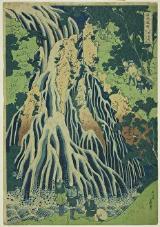 Teal Prints: Kirifuri Falls at Mount Kurokami in Shimotsuke Province (Shimotsuke Kurokamiyama Kirif)