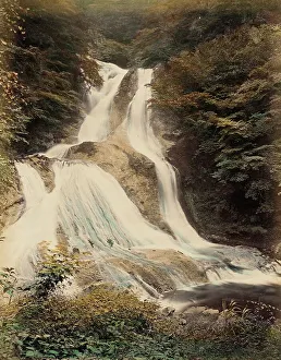 Albumen Print Hand Colored Prints: Kirifuri Waterfall, 1865. Creator: Unknown