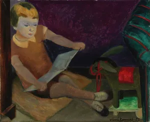 Cushion Prints: Kirsi Reading Fairy Tales, 1928. Creator: Vaino Kunnas