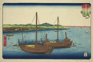 Kisarazu in Kazusa Province (Kazusa Kisarazu), from the series Wrestling Matches between... 1858. Creator: Ando Hiroshige. Kisarazu in Kazusa Province (Kazusa Kisarazu), from the series Wrestling Matches between... 1858