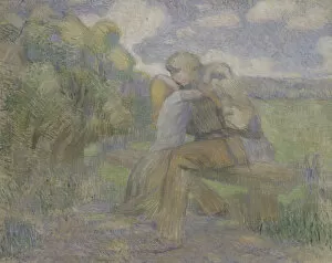 Amorous Gallery: The Kiss, 1897. Artist: Borisov-Musatov, Viktor Elpidiforovich (1870-1905)