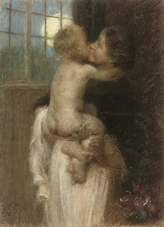 Mother And Child Collection: The Kiss, c. 1910. Creator: Stott, Edward (1858-1918)