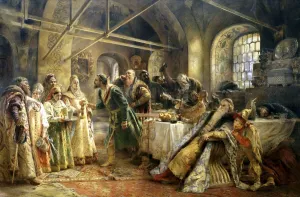 Images Dated 15th June 2010: The Kiss Ceremony, 1895. Artist: Konstantin Makovsky