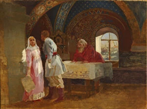 Domostroy Gallery: The Kiss Ceremony. Boyar Morozov, his Wife Yelena and Prince Serebrenni, 1882