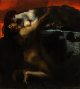 Ritter Von 1863 1928 Prints: The Kiss of the Sphinx. Artist: Stuck, Franz, Ritter von (1863-1928)