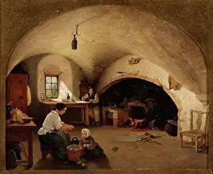 The Kitchen of Barra Castle, Aberdeenshire, 1854. Creator: James Cassie