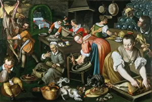 Genre Scene Gallery: Kitchen, ca 1585-1590. Creator: Campi, Vincenzo (1536-1591)