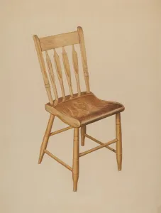 Kitchen Furniture Prints: Kitchen Chair (plank bottom), c. 1941. Creator: Sydney Roberts
