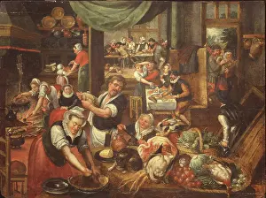 Kitchenware Prints: Kitchen Interior, 1565. Creator: Cleve, Marten van, the Elder (1520-1570)