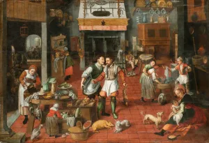 Soup Prints: Kitchen interior, c. 1565. Creator: Cleve, Marten van, the Elder (1527-1581)
