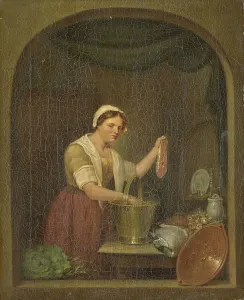 Ray Finned Fish Prints: The Kitchen Maid, 1820. Creator: Jan de Ruyter