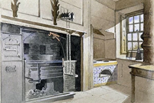 Austin Friars Gallery: Kitchen range and Dutch oven, no 21 Austin Friars Street, City of London, 1885. Artist