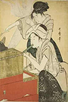 Blowing Collection: Kitchen Scene, Japan, c. 1794 / 95. Creator: Kitagawa Utamaro