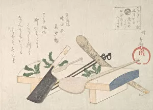 Herb Gallery: Kitchen Utensils with Greens for the Ceremony on January 7th, 19th century