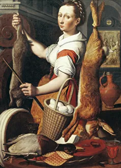 Skinning Prints: Kitchenmaid, c16th century. Creator: Pieter Pietersz. the elder