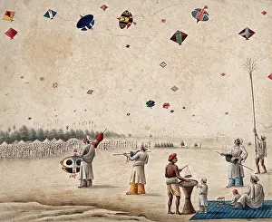 Joyful Prints: A kite flying festival, (between 1800 and 1899?). Creator: Unknown