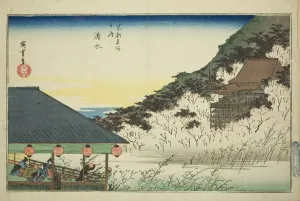 Kiyomizu Temple, from the series Famous Places in Kyoto (Kyoto meisho no uchi), c. 1834. Creator: Ando Hiroshige. Kiyomizu Temple, from the series Famous Places in Kyoto (Kyoto meisho no uchi), c. 1834. Creator: Ando Hiroshige