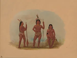 British Colombia Prints: Klahoquaht Chief, His Wife, and Son, 1855 / 1869. Creator: George Catlin
