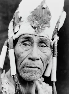 Oregon Prints: A Klamath head-dress, c1923. Creator: Edward Sheriff Curtis