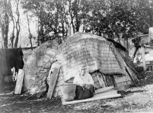 Klamath Prints: Klamath tule hut, c1923. Creator: Edward Sheriff Curtis