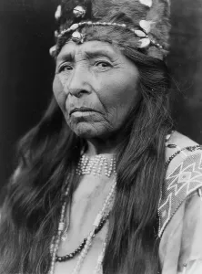 Shells Prints: Klamath woman, head-and-shoulders portrait