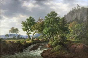 Cascade Prints: Klippelandskab. Djupadal i Bleking, 1855. Creator: Frederik Christian Kiaerskou
